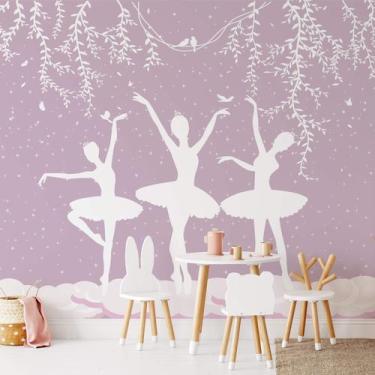 Imagem de Papel de Parede Quarto Menina Bailarinas Rosa Painel 9m² - Quartinhos