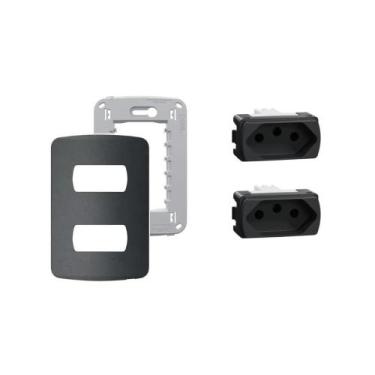 Imagem de Kit Tomada Dupla 10A-20A Placa e Suporte Miluz Schneider