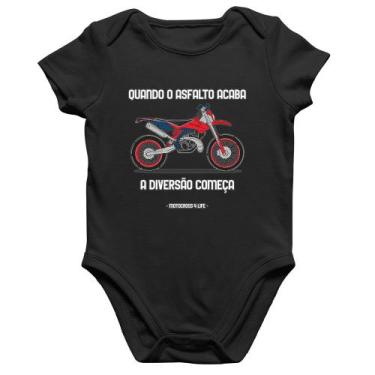 Imagem de Body Bebê Algodão Motocross 4 Life - Foca na Moda, Preto, P