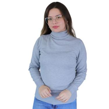 Imagem de Suéter Tricot Gola Alta Feminino Facinelli 650946, Cinza claro, G