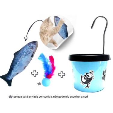 Imagem de Bebedouro Para Gato + Brinquedo Pelucia Peixe com Catnip - DM PETS