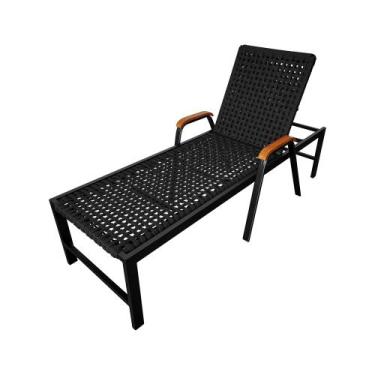 Imagem de Espreguiçadeira Luxo Liz em Corda Naútica Preta e Alumínio - ATHENAS