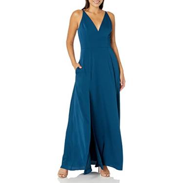Imagem de Dress the Population Vestido longo feminino Parker Fit and Flare, Azul pavão, GG