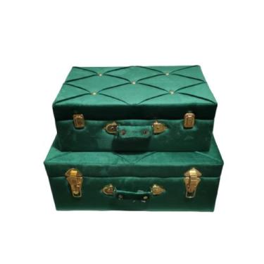 Imagem de Enfeite Conj Maletas Bau Verde Lindos Detalhes Formosa - LUXdécor Casa