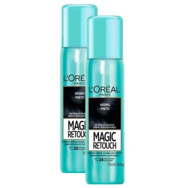 Imagem de Kit 2 Magic Retouch L'oréal Preto Spray Instantâneo para Retoque de Ra