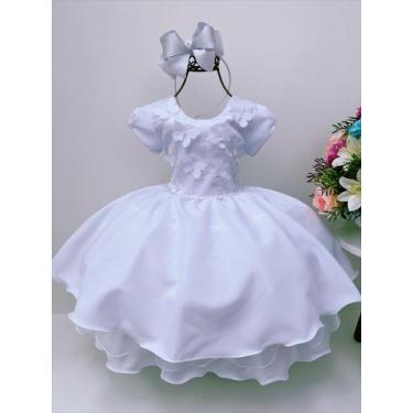 Imagem de Vestido infantil branco aplique de borboletas pérolas luxo - Flu Flu, 