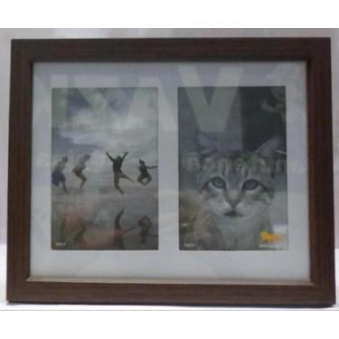 Imagem de Porta Retrato Tamanho 10x15 2 Fotos Quadro Duplo Cor Marrom - Espelhos