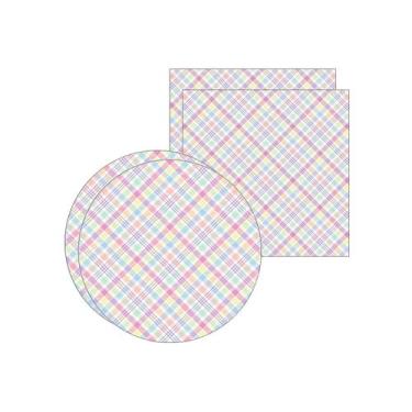 Imagem de Kit Sousplat + Guardanapo Páscoa Xadrez Colorido - NSW, 2 Peças, com b