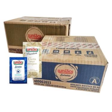 Imagem de Kit 400 Sachê Açúcar Premium + 400 Sachê Adoçante Sucralose - União
