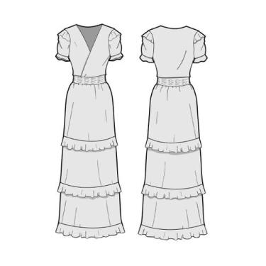 Imagem de Molde vestido com babado by Wania Machado - EDITORA CLUBE DA COSTUREIR