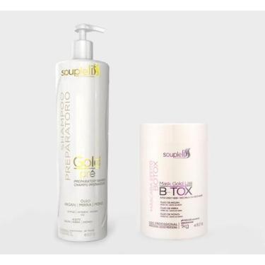 Imagem de Soupleliss Kit Shampoo Gold Pré +B-Tox Mask 1Kg Efeito Botox