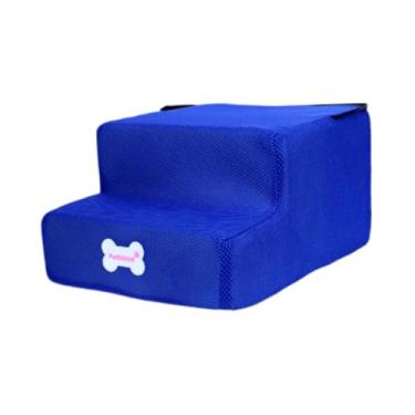 Imagem de Gralara Rampas para cães de 2 níveis, degraus, cama alta, versátil e confortável, escada de escalada para cães, declive suave para cães mais velhos, sofá para, Azul