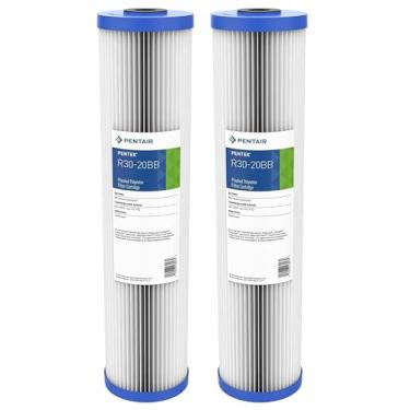 Imagem de Pentair Pentek R30-20BB Filtro de água de sedimento azul grande, cartucho de filtro de poliéster plissado para toda a casa, 50,8 cm x 11,4 cm, 30 mícrons, pacote com 2