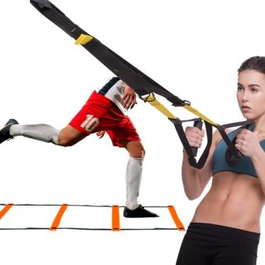 Imagem de Fita TRX Suspensa para Treinamento Funcional Saude Cross Training Treino com Escada de Agilidade Reabilitação Yoga Fisioterapia Funcional Musculação Exercícios Laranja