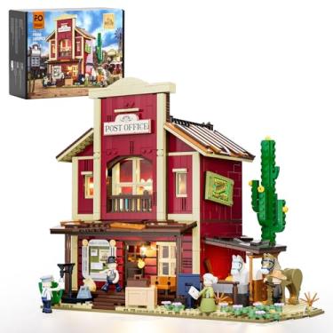 Imagem de FUNWHOLE Old West Post Office Lighting Building-Bricks Set - 1692 Pcs The Wild West Town Collection Display Set for Adults and West Lovers
