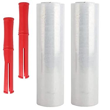 Imagem de Película elástica, envoltório retrátil de 25,4 cm x 3,5 m para embalagem de paletes, envoltório elástico de força industrial com alças, rolo de plástico de embalagem de transporte móvel, calibre 80
