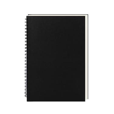 Imagem de DSTELIN Caderno espiral em branco, pacote com 1, capa macia, caderno de esboços, 160 páginas/80 folhas, 23 x 15 cm, 100 GSM, (preto)