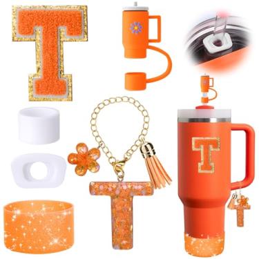 Imagem de Mity rain Conjunto de acessórios de copo laranja de 6 peças para copo Stanley Cup de 850 g 1,134 g com alça, incluindo tampa de cobertura de palha e bota, tampa à prova de derramamento, pingente de
