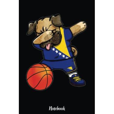 Imagem de Funny Dabbing Pug Bosnia Herzegovina Basketball Fans Jersey Notebook: Basketball Themed Blank Lined Journal Notebook for School, Work, Taking Notes & Gifting - for Boys & Girls, Teens, ... 110 pages