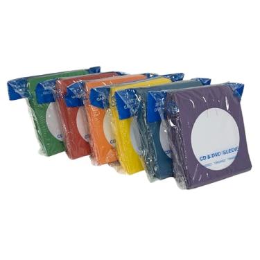 Imagem de Mediaxpo mediaxpo Capas de CD de papel coloridas sortidas (azul, verde, vermelho, laranja, roxo, amarelo) com janela e aba (pacote com 600)