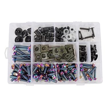 Imagem de BAIONE Kit de parafusos de carenagem de 195 peças de aço inoxidável M5 M6 para motocicleta parafusos de carenagem para para-brisas universal compatível com Yamaha Honda Kawasaki Suzuki BMW Sportbike Parafusos de carroceria (titânio)