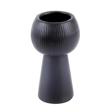 Imagem de Restaurantware - Vaso de flores de mesa, 1 vaso decorativo de pedestal - Vaso de cerâmica minimalista, moderno, preto, use flores frescas ou artificiais, para cozinha, casa, sala de estar, escritório