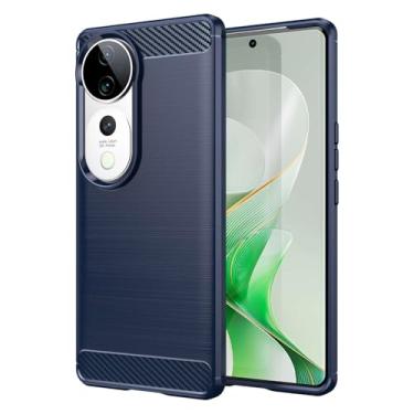 Imagem de Capas Compatível com vivo S19 Pro,Resistente a riscos,Anti-impressão digital e proteção contra quedas.Botão de pressão flexível Proteção completa -Blue