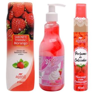 Imagem de Kit Sabonete Íntimo + Perfume de Calcinha + Body Girl Morango - Apinil