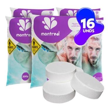 Imagem de 16 Pastilhas De Cloro 200g Montreal 100% Ativo Para Piscina