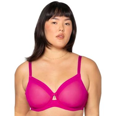 Imagem de Curvy Couture Malha transparente feminina, cobertura total sem forro, suporte sexy plus size, Glamberry, (42) H