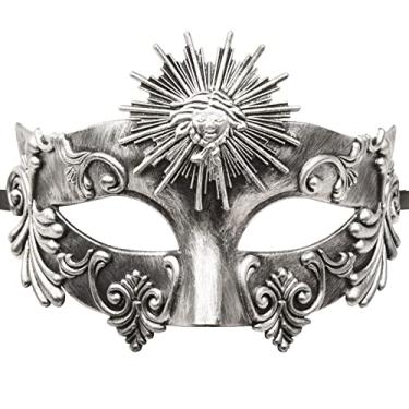 Imagem de Máscara de máscaras romanas gregas KEFAN, máscara de Halloween, veneziana, carnaval, Gras, máscara para homens, Antique Silver, Large