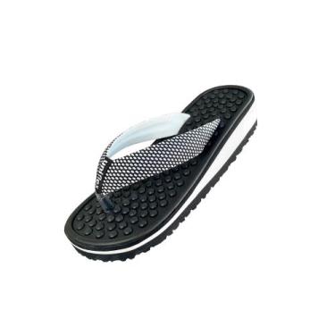 Imagem de Chinelo Ortopédico Uniflex Dores nas pernas e nos pés, Preto, Branco, 