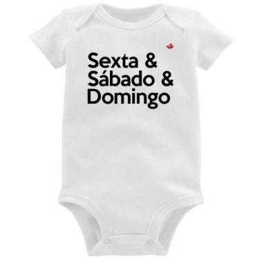 Imagem de Body Bebê Sexta & Sábado & Domingo - Foca na Moda, Branco, P