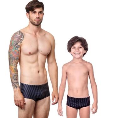 Imagem de Combo pai e filho par sungas infantil carbon proteção uv 50+ kauna, 14