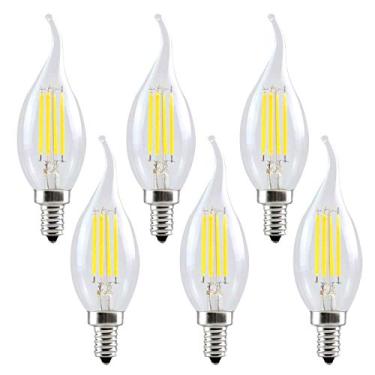 Imagem de Lâmpada LED E12, lâmpada de castiçal de LED 4W, lâmpada de lustre de LED B11, lâmpada LED de filamento de 4W, lâmpada de vela LED base E12, cabeça curva em forma de chama de vidro transparente C35,