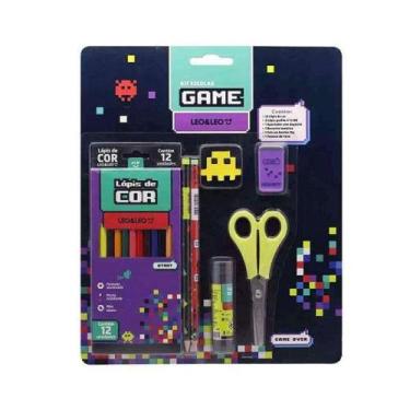 Imagem de Kit Escolar Com 18 Peças Video Game Leo Leo Lápis De Cor Borracha