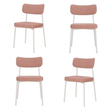 Imagem de Kit com 4 Cadeiras para Sala de Jantar Mona Yescasa Rosa Linked/Branco