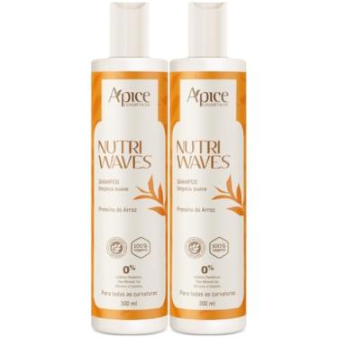 Imagem de Kit 2 Shampoo Limpeza Suave Apse Apice Nutri Waves Tratamento Vegano Sem Sulfato Curvaturas 300ml