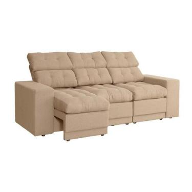 Imagem de Sofá 3 Lugares Retrátil e Reclinável Baden Linho Bege - Mobly