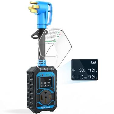 Imagem de Toldear Analisador de circuito de RV 50 Amp Smart RV com visor de LED em tempo real Voltagem Corrente KWH 12000 Joules Portátil Impermeável RV Protetor de Surto para Camper Viagem Trailer RV