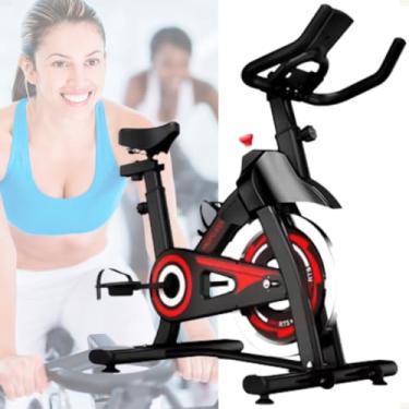 Imagem de Bicicleta Ergométrica Vertical Spinning, Assento Ajustável, Estrutura em Aço,Profissional Academia, cor Preto e Vermelho
