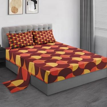 Imagem de Pamnest Jogo de lençol Queen Size de microfibra macia vintage dos anos 70 anos 70, 4 peças, para decoração de quarto de crianças e adultos, lençol com elástico e 2 fronhas