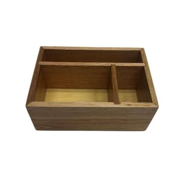 Imagem de Porta Guardanapos Com 3 Divisórias Em Madeira Madeira Clara