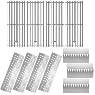 Imagem de Htanch Grelhas de cozinha de 48,9 cm com escudo térmico de substituição para Bull 18248 LP, 16517, LP 47628, NG 47629, peças de grelha para Brahma Lonstar Select Outlaw Steer Premium, 7 queimadores