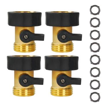 Imagem de LIULO TOOL Pacote com 4 Válvula de Corte de Mangueira de Jardim de Latão, Válvula de Corte de Mangueira de Jardim de Latão Sólido Resistente de 3/10.2 cm com 8 Arruelas de Borracha Extra