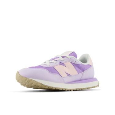 Imagem de New Balance Tênis infantil 237 V1 com cadarço, Lilás Glo/Shell Pink, 20