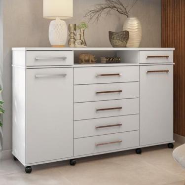 Imagem de Cômoda Sapateira Luisa c/ Rodízios 7 Gavetas Branco - Mercado dos Móve