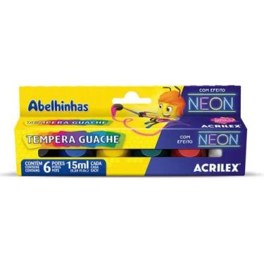 Imagem de Tinta Tempera Guache Com Efeito Neon 6 Potes - Acrilex