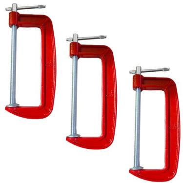 Imagem de Kit 3 Grampos Sargento Tipo C 6 Polegadas Marcenaria 200mm Aço Metal P