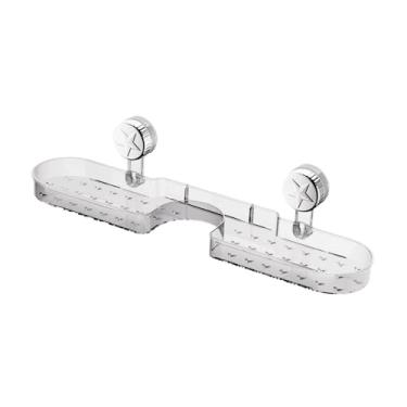 Imagem de WeiLaiKeQi Caixa de berra de ventosa Caixa de armazenamento de armazenamento de banheiro prateleira de prateleira de higiene helforl titular de prateleira de, Claro